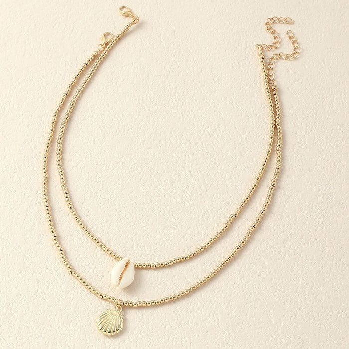 Wholesale gold pearl white shell necklace JDC-NE-E316 necklaces 奈珠 Wholesale Jewelry JoyasDeChina Joyas De China