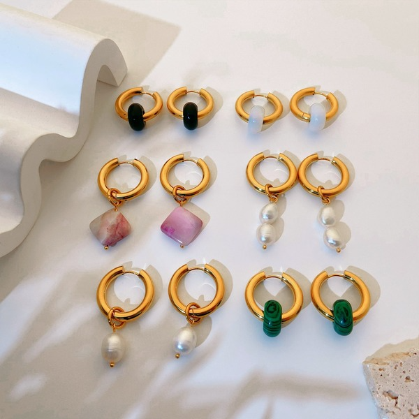Wholesale Gold-plated colored stone earrings ladies JDC-ES-JD178 Earrings JoyasDeChina Wholesale Jewelry JoyasDeChina Joyas De China