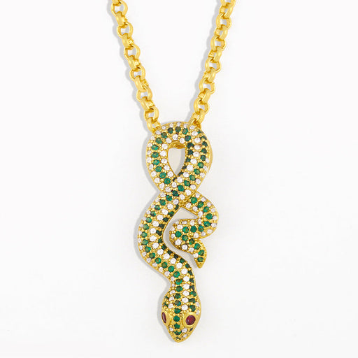 Wholesale gold-plated copper zircon snake necklaces JDC-NE-AS398 Necklaces 翱升 Wholesale Jewelry JoyasDeChina Joyas De China