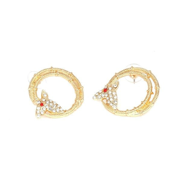 Wholesale gold plated diamond inlaid antelope Earrings JDC-ES-MY222 Earrings 曼茵 Wholesale Jewelry JoyasDeChina Joyas De China
