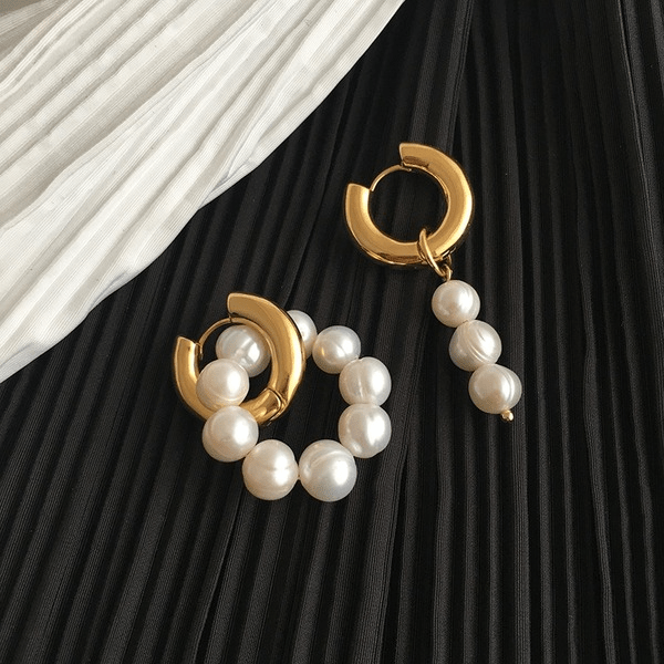 Wholesale gold plated Pearl Earrings JDC-ES-Linh007 Earrings 麟凰 1 Wholesale Jewelry JoyasDeChina Joyas De China