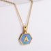 Wholesale Gold Plated Stainless Steel Blue Shell Letter Necklace JDC-NE-Aimi022 Necklaces 爱米 Wholesale Jewelry JoyasDeChina Joyas De China