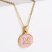 Wholesale Gold Plated Stainless Steel Pink Shell Letter Necklace JDC-NE-Aimi021 Necklaces 爱米 Wholesale Jewelry JoyasDeChina Joyas De China