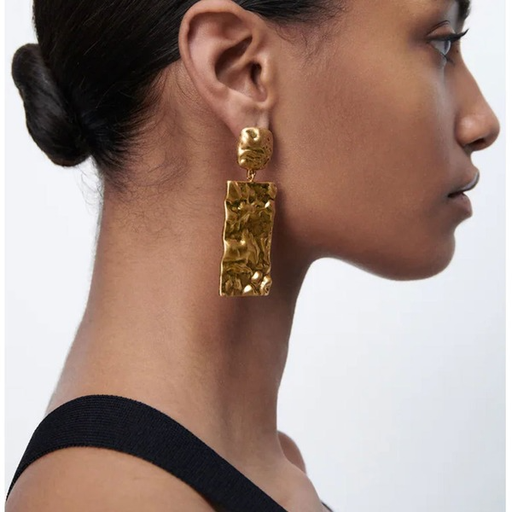 Wholesale gold pleated plating alloy earrings JDC-ES-TC175 Earrings JoyasDeChina Wholesale Jewelry JoyasDeChina Joyas De China