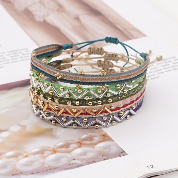 Bulk Jewelry Wholesale gold ribbon handmade beaded retro folk style bracelet JDC-gbh409 Wholesale factory from China YIWU China