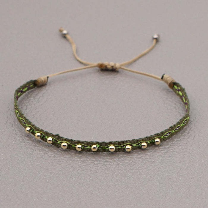 Bulk Jewelry Wholesale gold ribbon handmade beaded retro folk style bracelet JDC-gbh409 Wholesale factory from China YIWU China