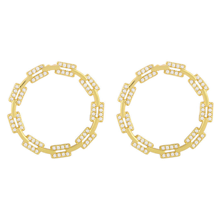 Wholesale gold round copper Earrings JDC-ES-AS080 Earrings 翱?N Graph color Wholesale Jewelry JoyasDeChina Joyas De China