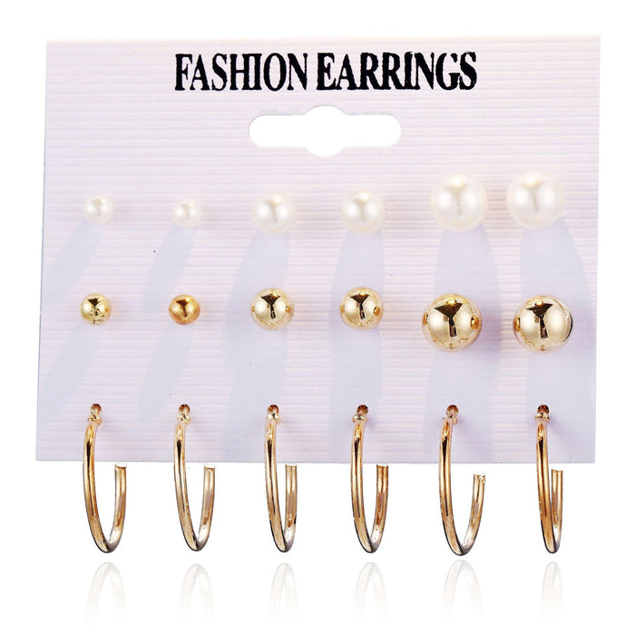 Wholesale gold simple retro pearl open circle earrings set JDC-ES-F311 earrings JoyasDeChina C18-05-10 Wholesale Jewelry JoyasDeChina Joyas De China