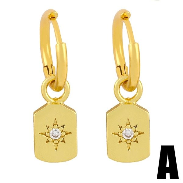 Wholesale gold six pointed star COPPER EARRINGS JDC-ES-AS040 Earrings 翱?N Wholesale Jewelry JoyasDeChina Joyas De China