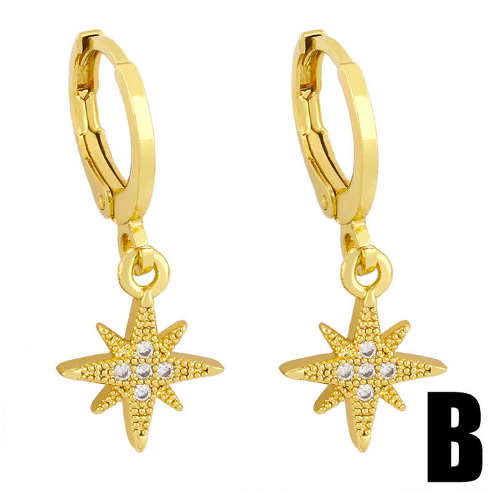 Wholesale gold six pointed star COPPER EARRINGS JDC-ES-AS040 Earrings 翱?N B Wholesale Jewelry JoyasDeChina Joyas De China