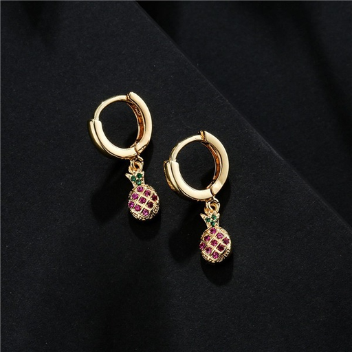 Bulk Jewelry Wholesale gold small pineapple copper micro-inlaid zircon earrings JDC-ES-ag141 Wholesale factory from China YIWU China