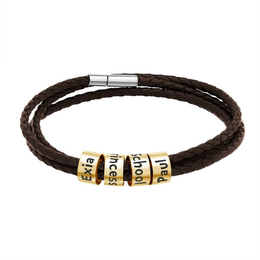 Bulk Jewelry Wholesale gold stainless steel bead bracelet 3 layers of woven leather rope custom-made lettering JDC-CBT-GSDY003 Wholesale factory from China YIWU China