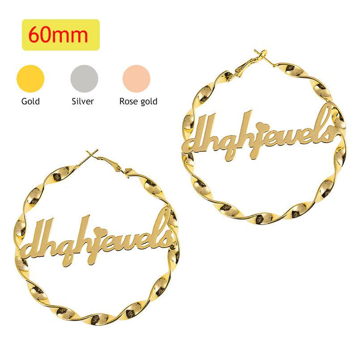 Bulk Jewelry Wholesale gold stainless steel custom name round earrings JDC-CES-GSDY005 Wholesale factory from China YIWU China