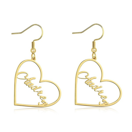 Bulk Jewelry Wholesale gold stainless steel DIY custom English letter heart-shaped earrings JDC-CES-GSDY006 Wholesale factory from China YIWU China