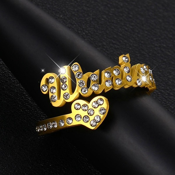 Bulk Jewelry Wholesale gold stainless steel letter love zircon custom ring JDC-CRS-GSDY002 Wholesale factory from China YIWU China
