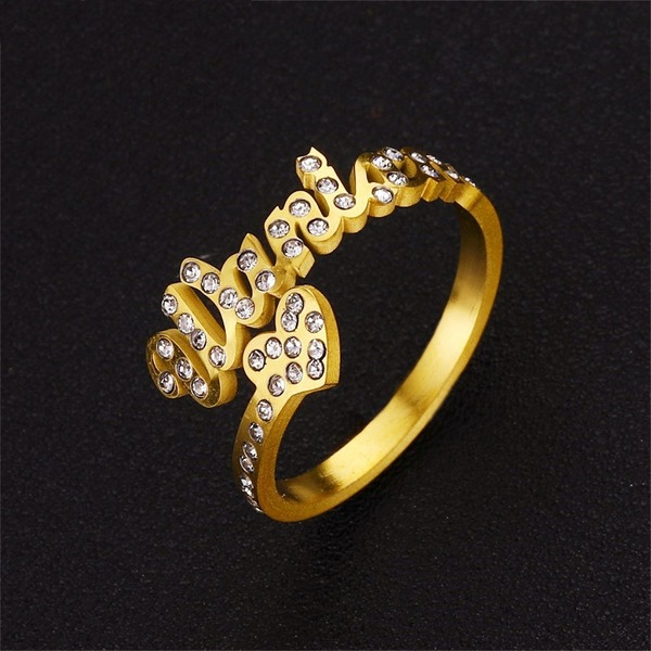 Bulk Jewelry Wholesale gold stainless steel letter love zircon custom ring JDC-CRS-GSDY002 Wholesale factory from China YIWU China