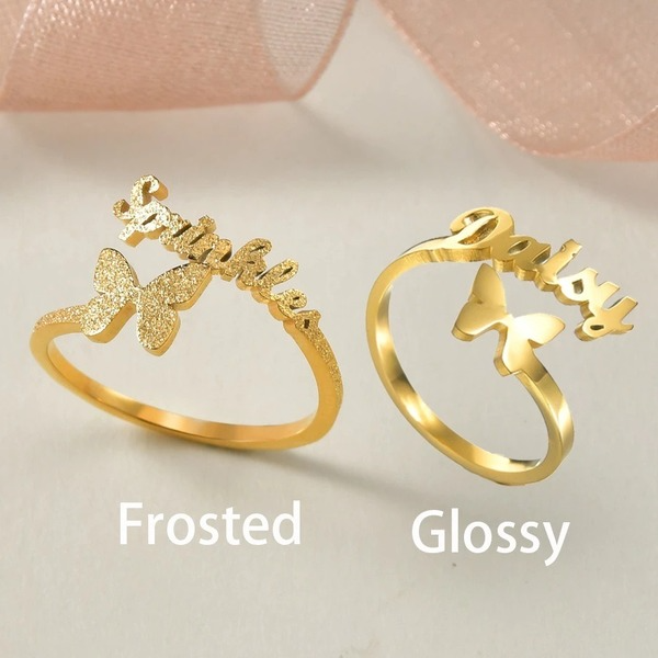 Bulk Jewelry Wholesale gold stainless steel matte custom name ring JDC-CRS-GSDY003 Wholesale factory from China YIWU China