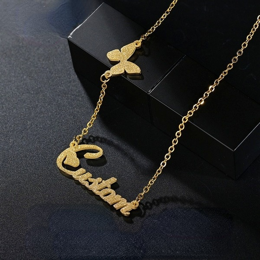 Bulk Jewelry Wholesale gold stainless steel name custom frosted Necklace female JDC-CNE-GSBA004 Wholesale factory from China YIWU China