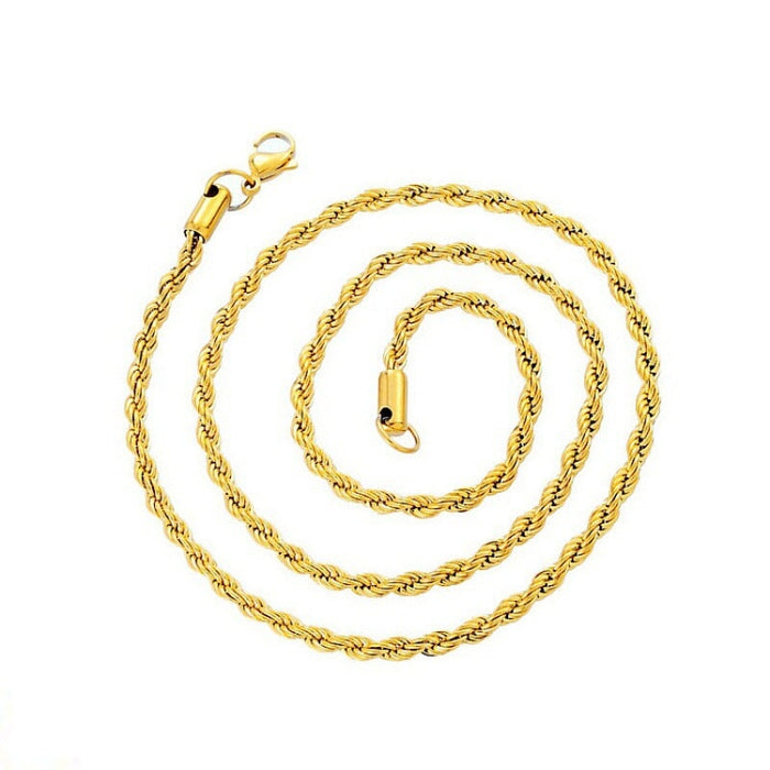 Wholesale Gold Stainless Steel Necklace JDC-NE-FY045 Necklaces 福友 Golden 3mm*61cm stainless steel twist chain Wholesale Jewelry JoyasDeChina Joyas De China