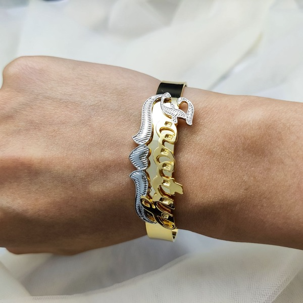 Bulk Jewelry Wholesale gold stainless steel two-color opening name custom bracelet JDC-CBT-GSDY004 Wholesale factory from China YIWU China