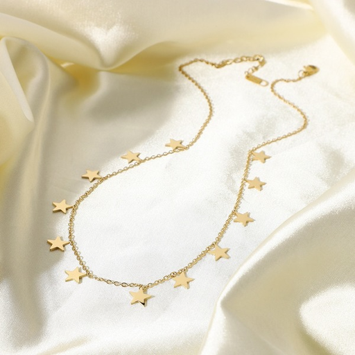 Wholesale Gold string star pendant necklace jewelry women JDC-NE-JD116 necklaces JoyasDeChina Wholesale Jewelry JoyasDeChina Joyas De China