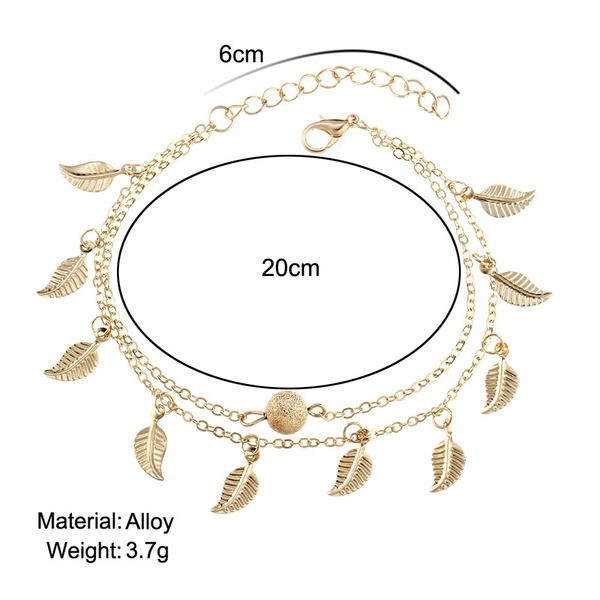 Bulk Jewelry Wholesale gold tassel leaves double vintage alloy Anklet JDC-AS-F436 Wholesale factory from China YIWU China
