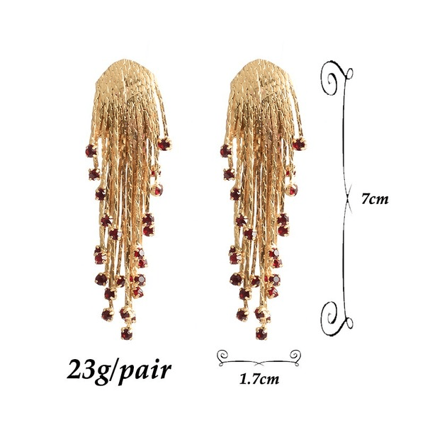 Wholesale Gold Tassel Rhinestone Hair Shape Earrings JDC-ES-SK040 Earrings 深刻 Wholesale Jewelry JoyasDeChina Joyas De China