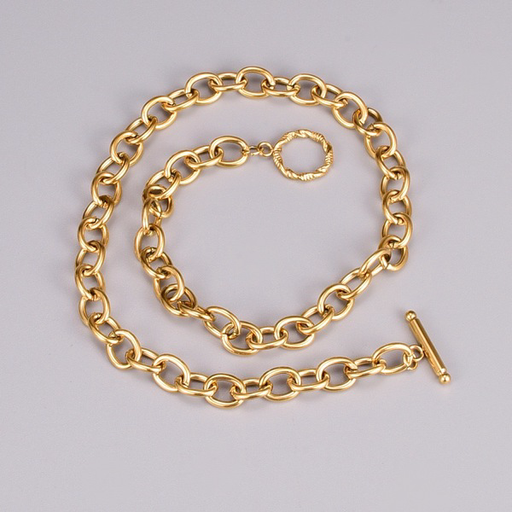 Wholesale gold thick chain stainless steel necklaces JDC-NE-YS048 necklaces JoyasDeChina 18K gold Wholesale Jewelry JoyasDeChina Joyas De China