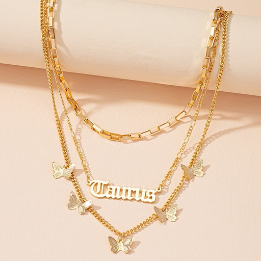Wholesale gold three-layer chain butterfly alloy necklaces JDC-NE-AYN067 necklaces JoyasDeChina Wholesale Jewelry JoyasDeChina Joyas De China