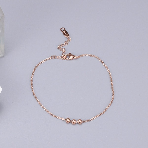 Bulk Jewelry Wholesale gold titanium steel three ball rose gold anklet JDC-AS-GSYS001 Wholesale factory from China YIWU China