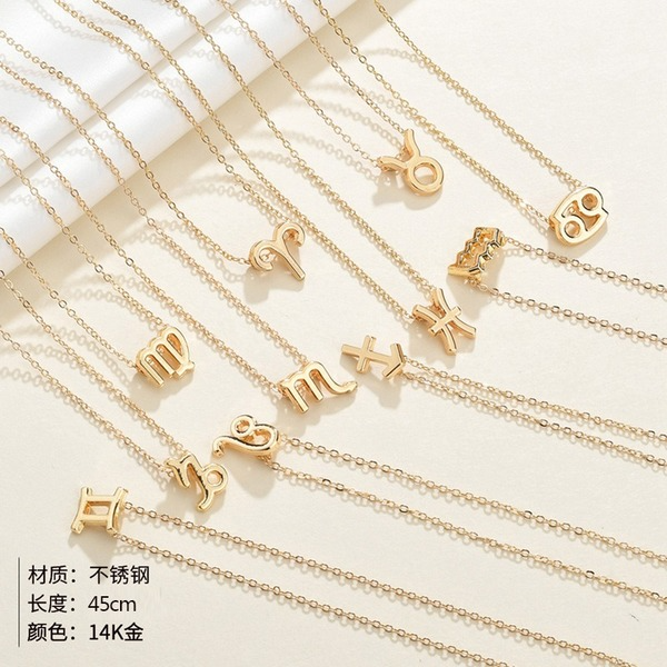 Bulk Jewelry Wholesale gold titanium steel twelve constellation pendant gold-plated necklace JDC-NE-GSTF010 Wholesale factory from China YIWU China