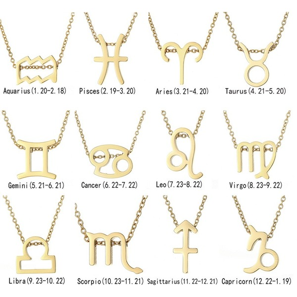 Bulk Jewelry Wholesale gold titanium steel twelve constellation pendant gold-plated necklace JDC-NE-GSTF010 Wholesale factory from China YIWU China