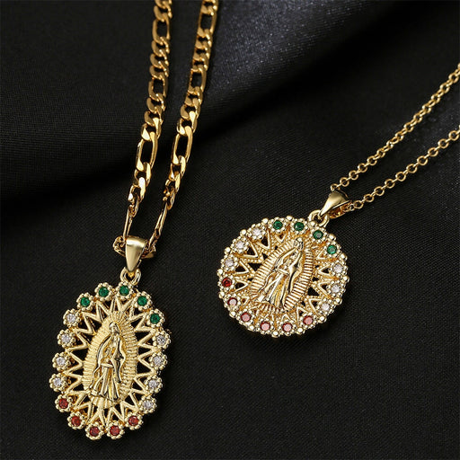 Wholesale gold Virgin Mary copper gilded necklace JDC-NE-AG140 Necklaces 澳古 Wholesale Jewelry JoyasDeChina Joyas De China