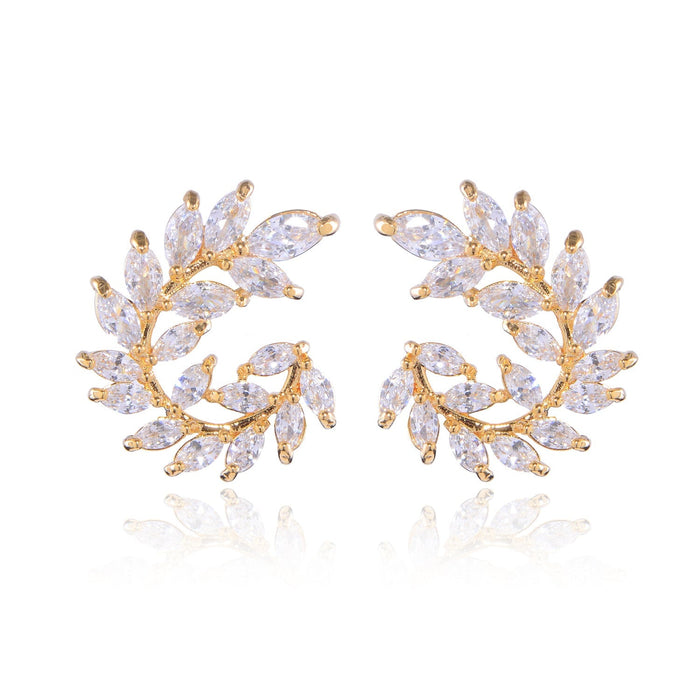 Wholesale gold zircon earrings JDC-ES-Mix015 Earrings 迷茜 Golden Wholesale Jewelry JoyasDeChina Joyas De China