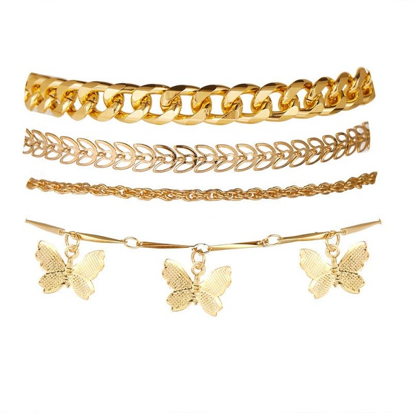 Bulk Jewelry Wholesale golden alloy butterfly multilayer anklet JDC-AS-GSF002 Wholesale factory from China YIWU China