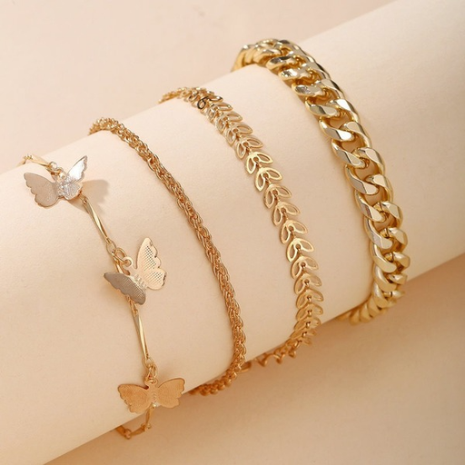 Bulk Jewelry Wholesale golden alloy butterfly multilayer anklet JDC-AS-GSF002 Wholesale factory from China YIWU China