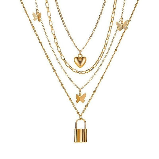 Wholesale golden alloy butterfly necklace JDC-NE-SF077 Necklace 少峰 Wholesale Jewelry JoyasDeChina Joyas De China