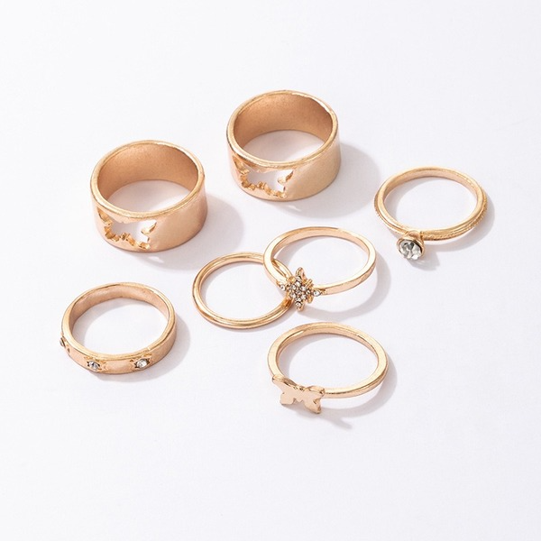 Bulk Jewelry Wholesale golden alloy butterfly OL diamond hollow 7-piece rings JDC-RS-C215 Wholesale factory from China YIWU China