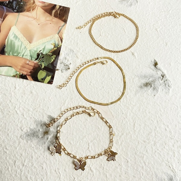Bulk Jewelry Wholesale golden alloy butterfly pendant Anklets JDC-AS-F403 Wholesale factory from China YIWU China