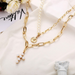 Bulk Jewelry Wholesale golden alloy cross necklace seal inlaid faux pearl sweater chain JDC-NE-F319 Wholesale factory from China YIWU China