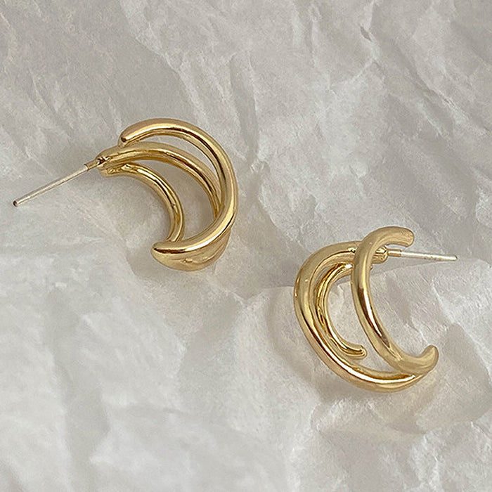Wholesale golden alloy earrings JDC-ES-YWJQ009 Earrings 精巧 Silver needle-gold earring Wholesale Jewelry JoyasDeChina Joyas De China
