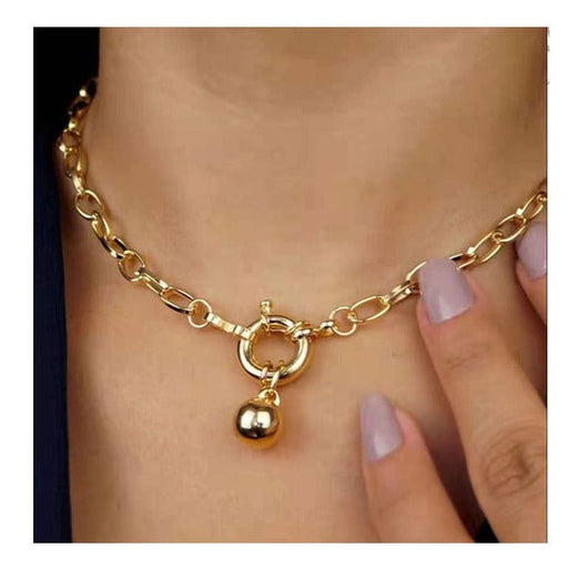 Wholesale golden ball pendant alloy necklaces JDC-NE-TC217 necklaces JoyasDeChina Wholesale Jewelry JoyasDeChina Joyas De China