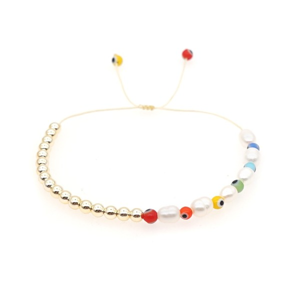 Bulk Jewelry Wholesale Golden Baroque Pearl Colorful Glass Eye Bracelet JDC-gbh379 Wholesale factory from China YIWU China