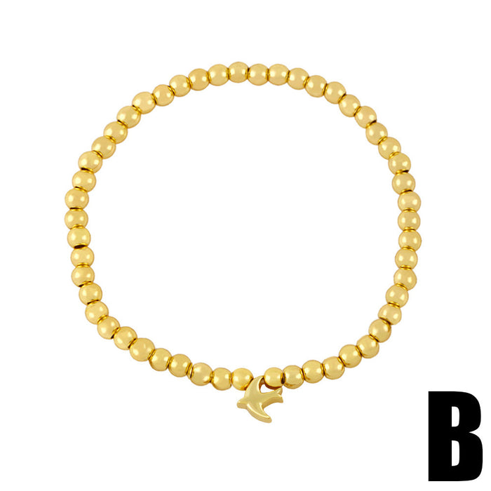 Wholesale golden beaded copper plated 18k gold bracelet JDC-BT-AS-018 Bracelet 翱�N B Wholesale Jewelry JoyasDeChina Joyas De China