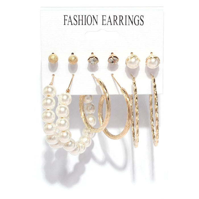 Wholesale golden circle pearl gold-plated earrings set JDC-ES-TC173 Earrings JoyasDeChina F13130 gold-plated Wholesale Jewelry JoyasDeChina Joyas De China