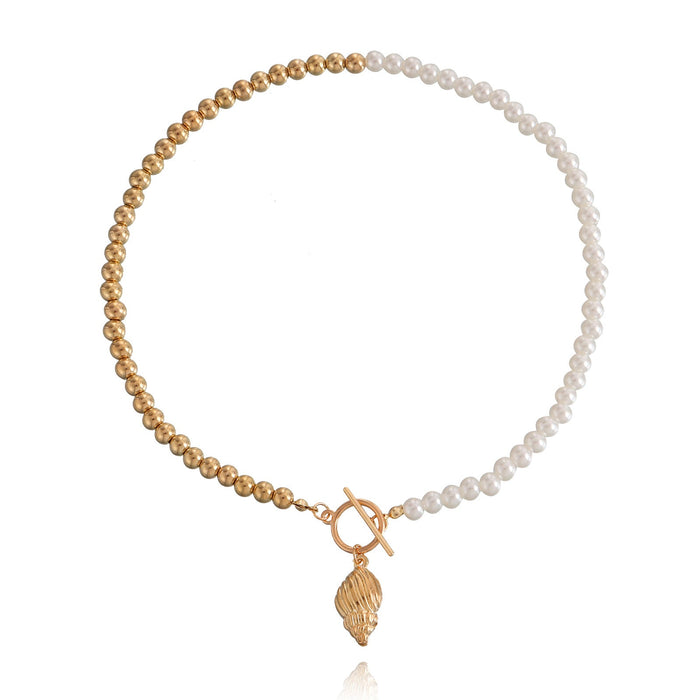 Wholesale golden conch pendant alloy necklaces JDC-NE-ZW038 necklaces JoyasDeChina gold Wholesale Jewelry JoyasDeChina Joyas De China