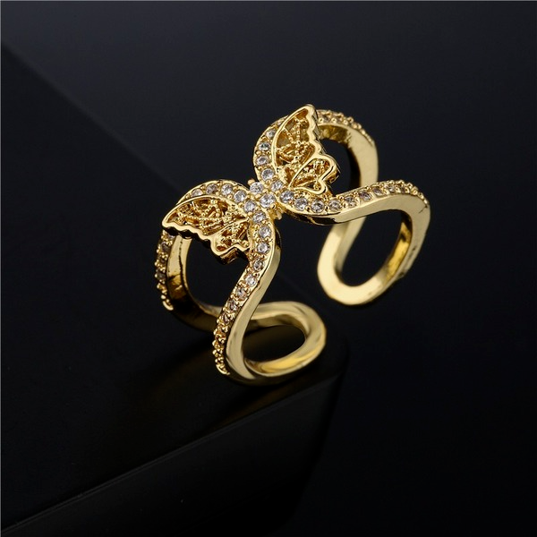 Bulk Jewelry Wholesale golden copper butterfly ring JDC-RS-ag024 Wholesale factory from China YIWU China