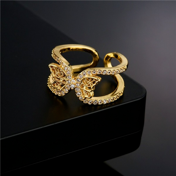 Bulk Jewelry Wholesale golden copper butterfly ring JDC-RS-ag024 Wholesale factory from China YIWU China