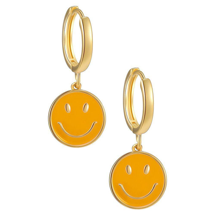 Wholesale golden copper drop oil smile earrings JDC-ES-GSWB053 Earrings JoyasDeChina Red Wholesale Jewelry JoyasDeChina Joyas De China