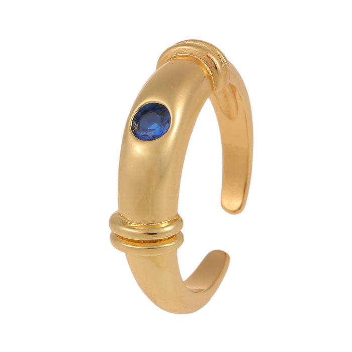 Wholesale golden copper opening adjustable rings JDC-RS-HX122 Rings JoyasDeChina blue opening adjustable Wholesale Jewelry JoyasDeChina Joyas De China